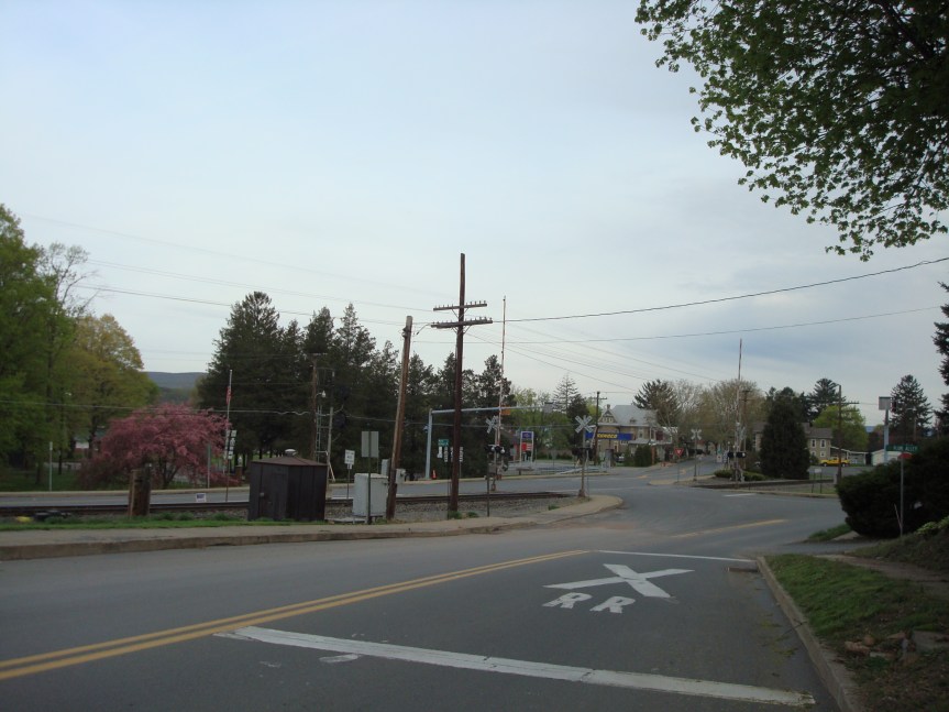 Recent photo of the view Grandma would have had as she walked into Watsontown. (Well, the isn't exactly the same because 100 years ago there would have been a bustling railroad station where the vacant lot with the yellow truck is in the photo.