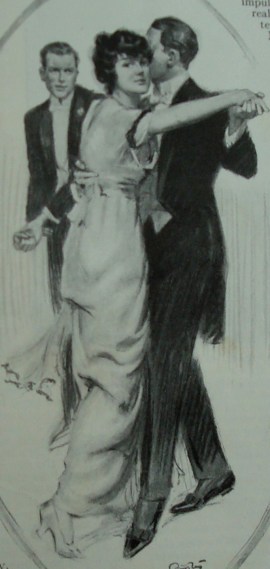 I don't think people wore fancy clothes like this at dances in rural Pennsylvania, but it nicely illustrates the post. ( Photo source: Ladies Home Journal: April, 1914)