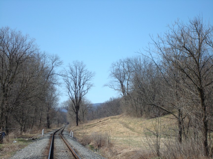 Recent photo of the railroad track near Grandma's farm. (The view is looking toward Watsontown.)