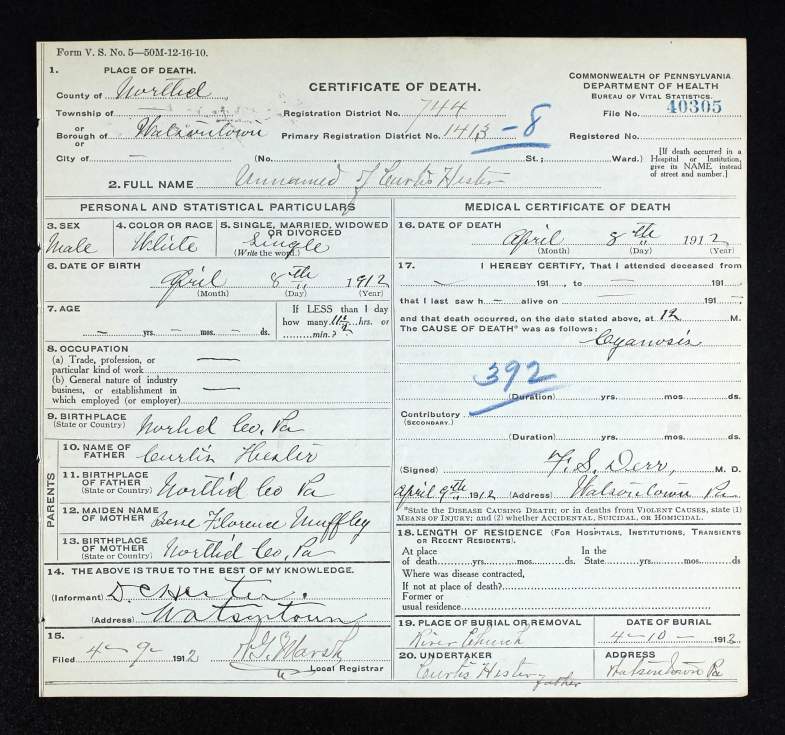 hester death certificate 1912