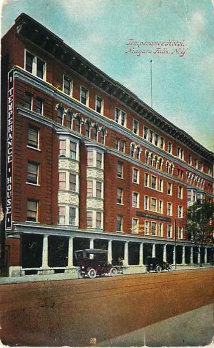 Old postcard showing  Temperance House Hotel, Niagara Falls, New York