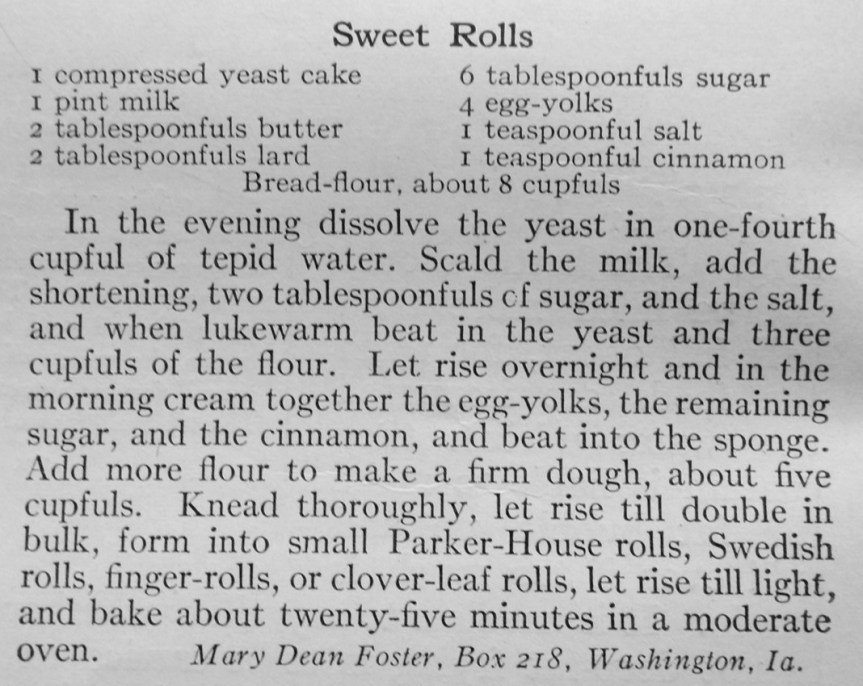 Sweet rolls recipe 2 1916 Good Housekeeping