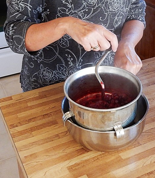I used a Foley Mill to make the Cranberry Sauce. It worked well, but a sieve, strainer, or food processor could also be used to make the sauce. 