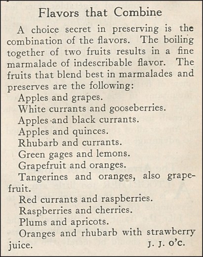 list of fruit combinations that work well when making marmalades and preserves