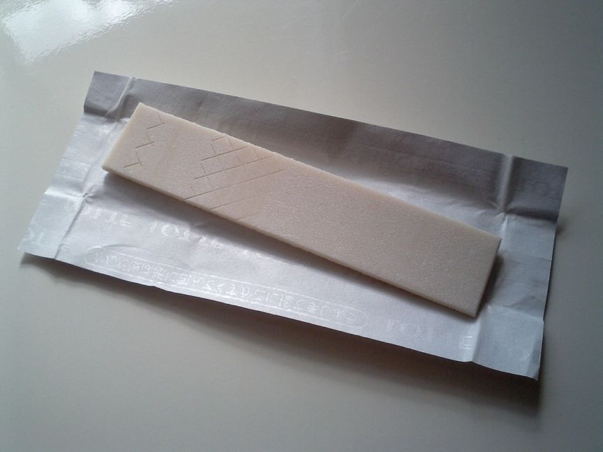 unwrapped stick of chewing gum