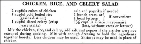 Recipe for Chicken, Rice, and Celery Salad