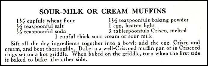 Recipe for Sour Milk or Sour Cream Muffins