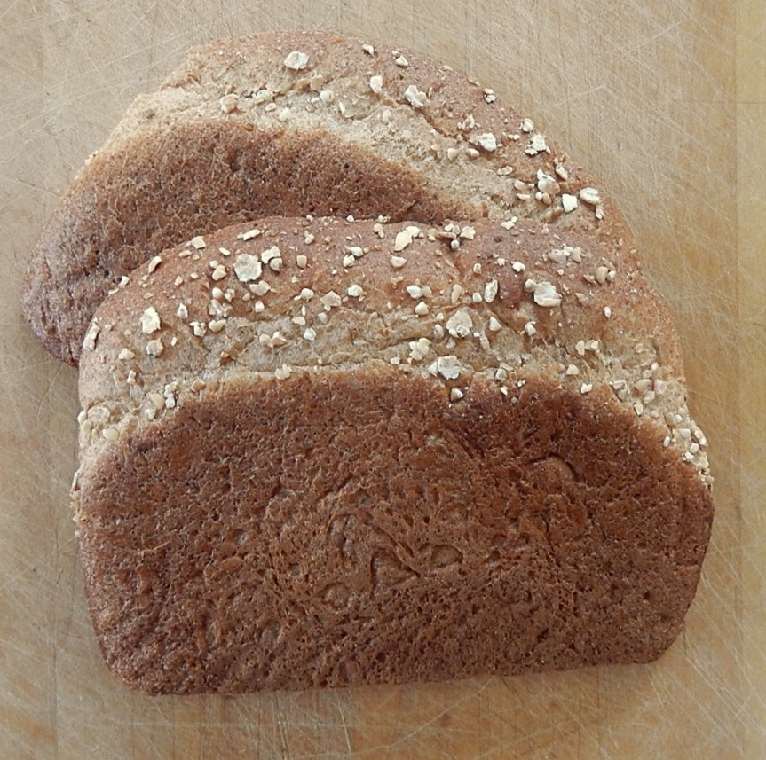 two bread crusts on a cutting board