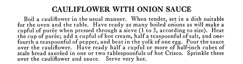 Recipe for Cauliflower with Onion Sauce