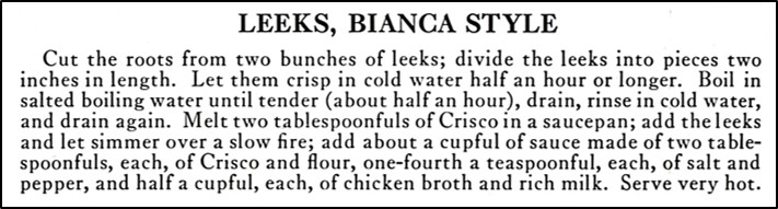 Recipe for Bianca-Style Leeks