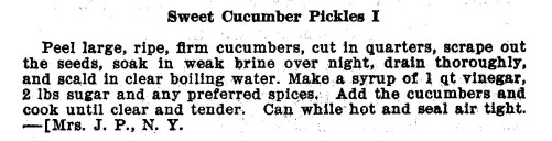 Recipe for Sweet Cucumber Pickles