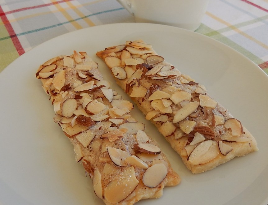 Almond strips (pastry bars) on plate