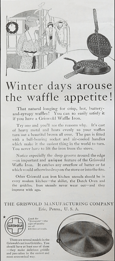 Advertisement for waffle iron
