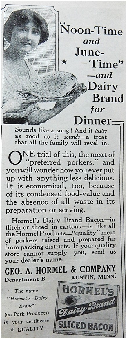 Advertisement for Hormel's Dairy Brand Bacon
