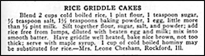 Recipe for Rice Griddle Cakes