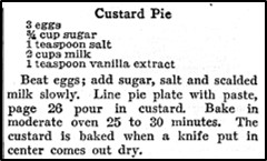 Recipe for Custard Pie