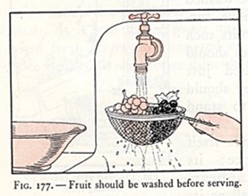 Washing fruit under running water