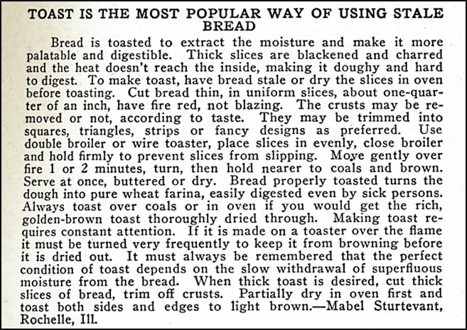 description of making toast out of stale bread