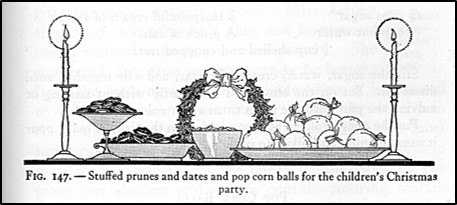 Christmas food and decorations on a table