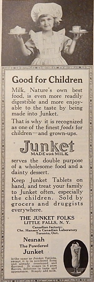 1920 Advertisement for Junket