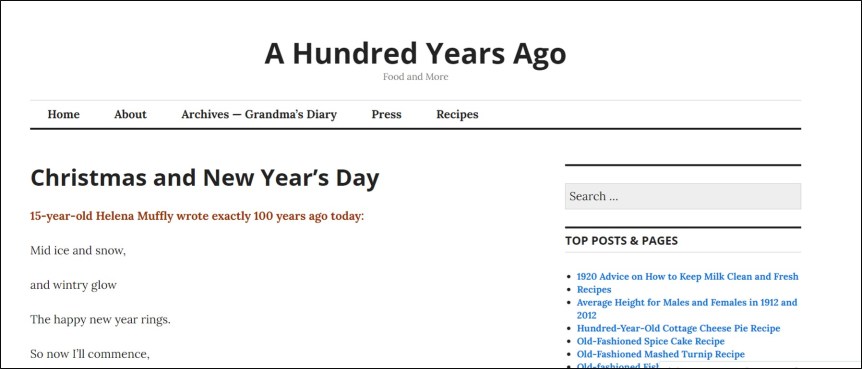 image of Jan. 1, 2011 post of A Hundred Years Ago