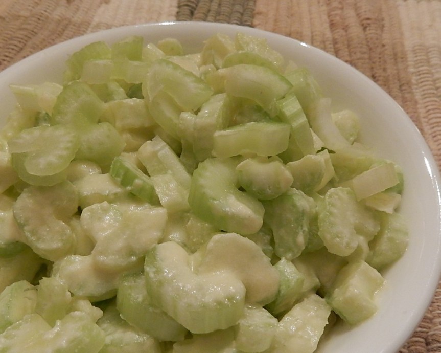 Dressed Celery in Dish