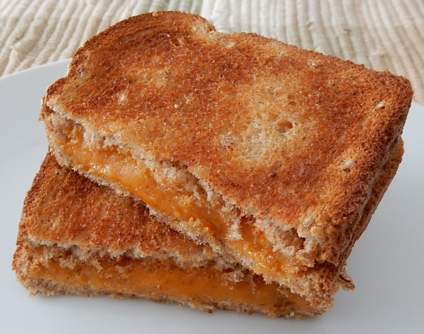 Hot Toasted Cheese Sandwich on Plate