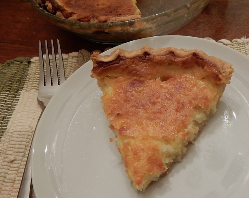slice of coconut pie on plate