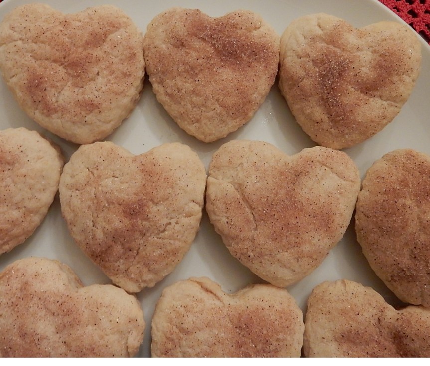Heart-shaped biscuits on plate