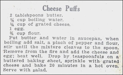 Recipe for Cheese Puffs