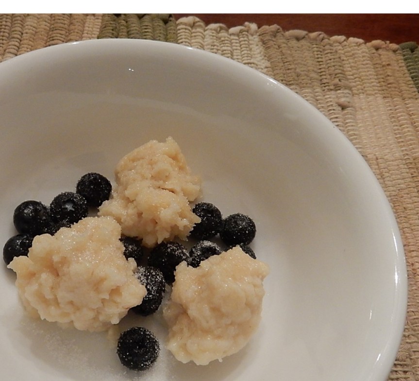 Blueberries and Boulettes in dish