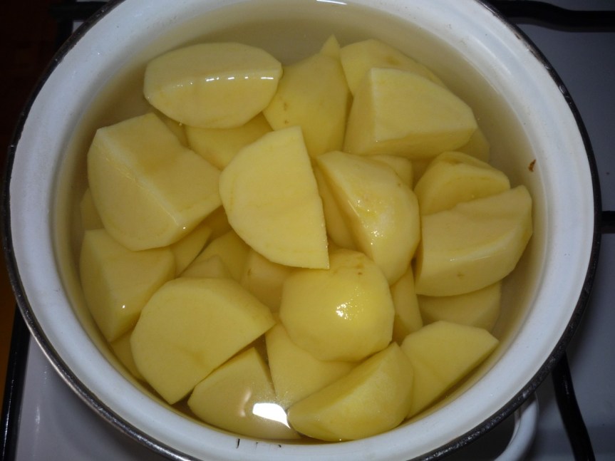 boiled potatoes in pan
