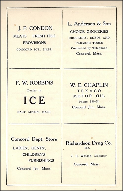 Advertisements in church cookbook