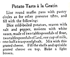 Recipe for Potato Tarts a la Gratin