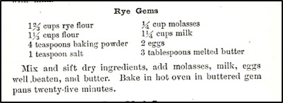 Recipe for Rye Gems (Muffins)