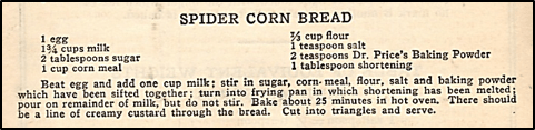 Recipe for Spider Corn Bread