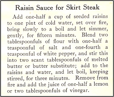 recipe for Raisin Sauce with Skirt Steaks