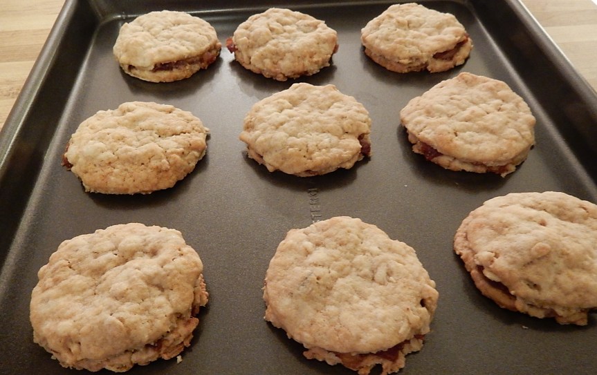 Trilbies (Date-filled Cookies) on baking sheet