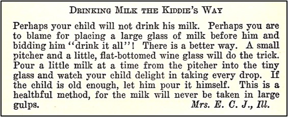 Text about getting a child to drink milk