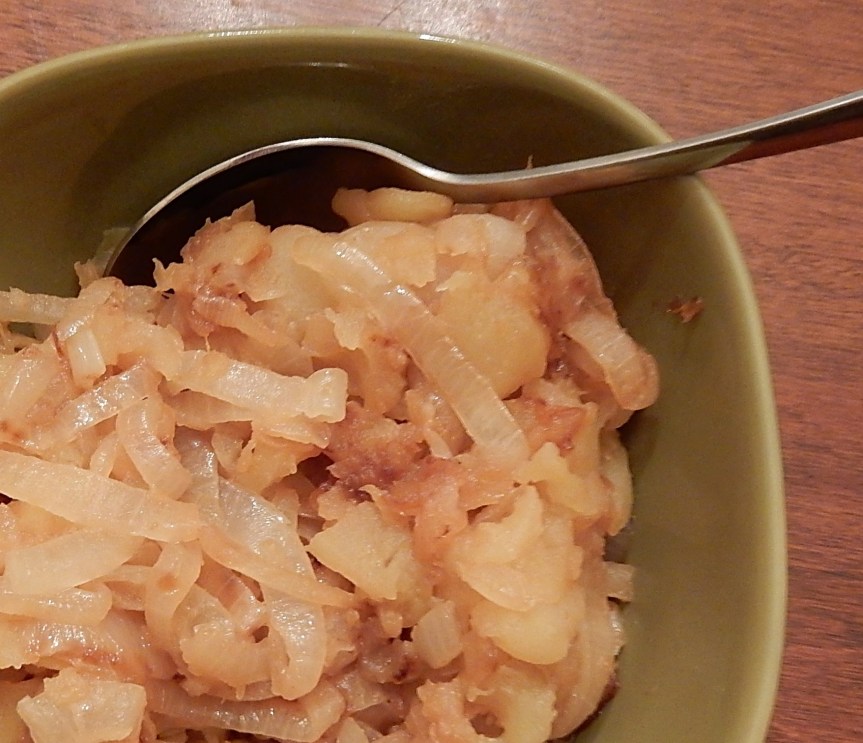 Fried Onions with Apples in Bowl
