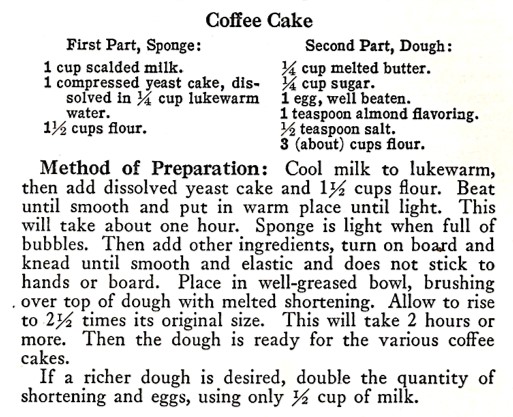 Recipe for Coffee Cake