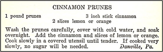 Recipe for Cinnamon Prunes