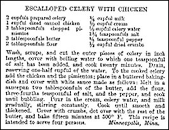 Recipe for Escalloped Celery with Chicken