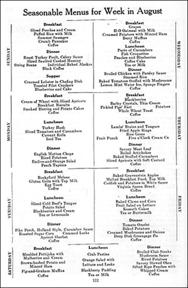 Week of August Menus