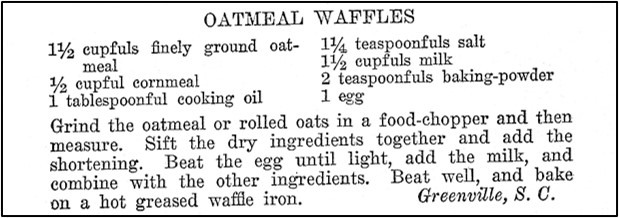 Recipe for Oatmeal Waffles