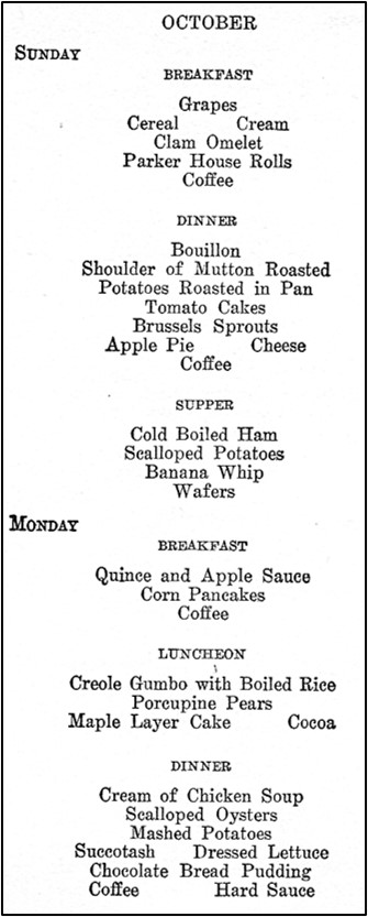 October menu examples