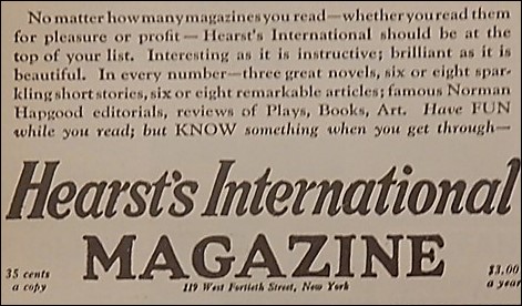 Advertisement for Hearst's Internation Magazine
