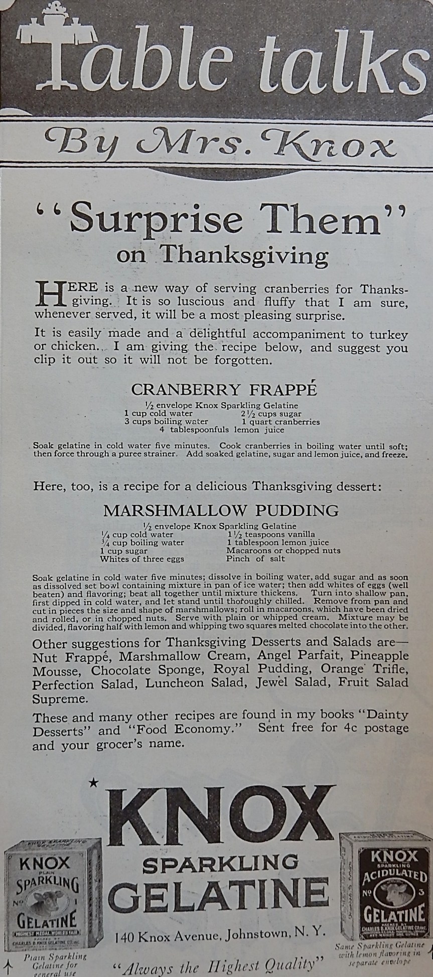 Knox Gelatin Advertisement