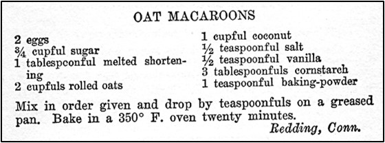 Recipe for Oat Macaroons