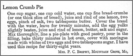 Recipe for Lemon Crumb Pie